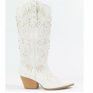 Altar'd State White Studded Cowboy Boots